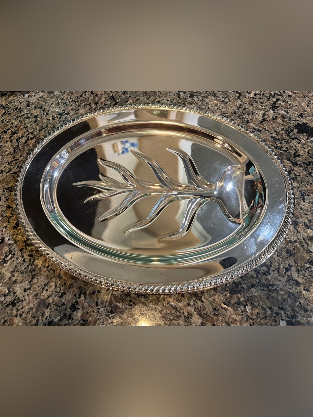 Vtg International Silver Tree Of Life Footed Silver Plated Platter 16.25” X 12”
